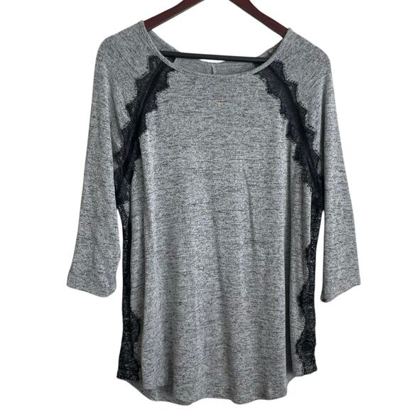 Lane Bryant‎ Women Sweater 14/16 Black Lace Trim Fairygoth Y2K Retro Boho Chic - Picture 1 of 13